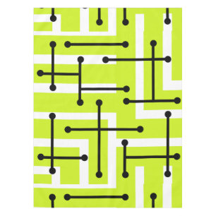 Retro Geometric Art Maze Chartreuse Tablecloth