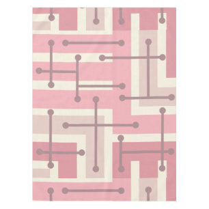Retro Geometric Art Maze Pink Vanilla Tablecloth