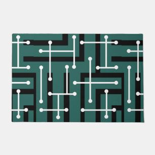 Retro Geometric Art Maze Teal Doormat