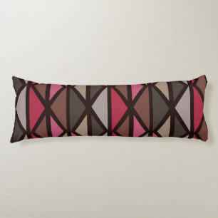 Retro Geometric Art Triangles Black Red Brown Body Cushion