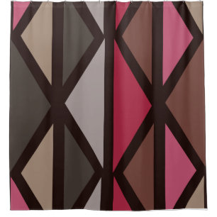 Retro Geometric Art Triangles Black Red Brown Shower Curtain