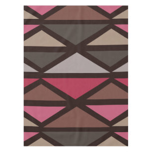 Retro Geometric Art Triangles Black Red Brown Tablecloth