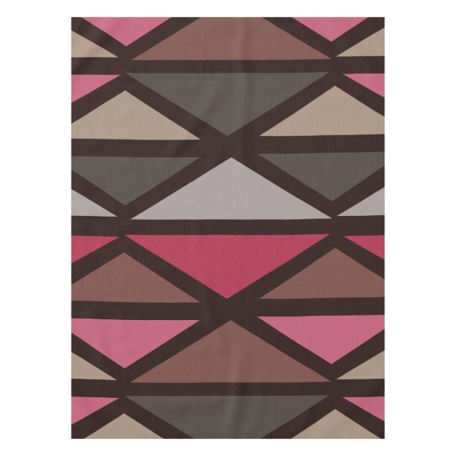 Retro Geometric Art Triangles Black Red Brown Tablecloth (Front)
