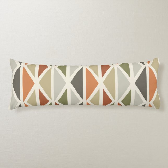 Retro Geometric Art Triangles Green Orange Body Cushion (Front)