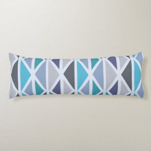 Retro Geometric Art Triangles Turquoise Grey Body Cushion