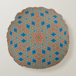 Retro Geometric Artistic Abstract Pattern Round Cushion