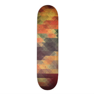 Retro Geometric Bold Stripes Worn Colours Skateboard