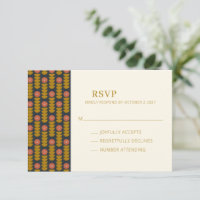 Retro Geometric Botanical Gold Navy Wedding