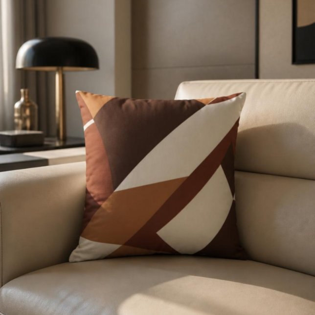 Retro Geometric Brown and Orange Throw Pillow (Creator Uploaded)