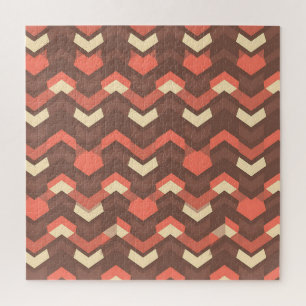 Retro Geometric Chevron Pattern Mid-Century Modern Jigsaw Puzzle