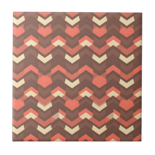 Retro Geometric Chevron Pattern Mid-Century Modern Tile