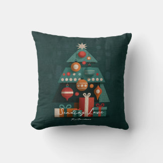Retro Geometric Christmas Tree Cushion