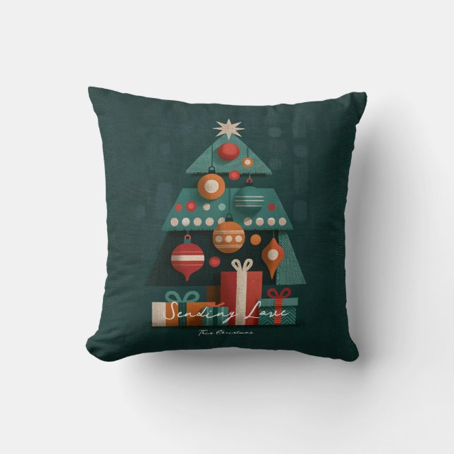 Retro Geometric Christmas Tree Cushion (Front)