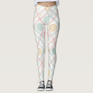 Retro Geometric Circle   Mid-Century Abstract (2) Leggings