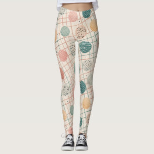 Retro Geometric Circle Mid-Century Abstract (3) Leggings