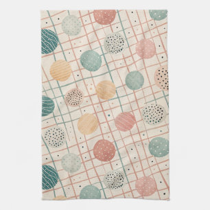 Retro Geometric Circle Mid-Century Abstract (3) Tea Towel