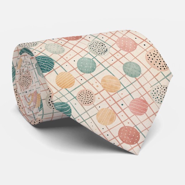 Retro Geometric Circle | Mid-Century Abstract (3) Tie (Rolled)