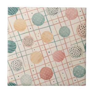 Retro Geometric Circle Mid-Century Abstract (3) Tile