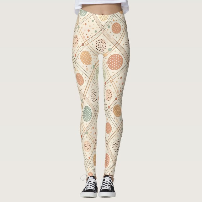 Retro Geometric Circle | Mid-Century Abstract Leggings (Front)