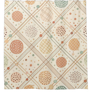 Retro Geometric Circle Mid-Century Abstract Shower Curtain