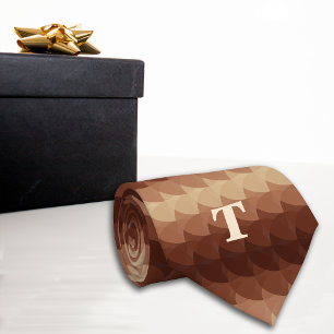 Retro Geometric Circles Brown Monogram Tie