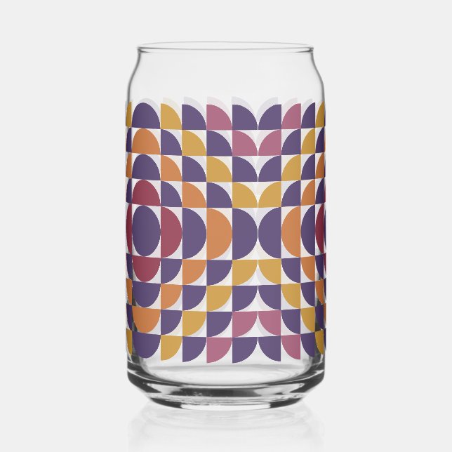 Retro Geometric Circles Can Glass | Mid-Century (Front)