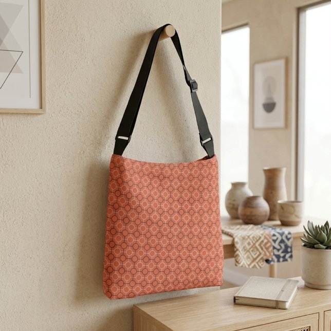 Retro Geometric Circles Grid Pattern Art Crossbody Bag (Creator Uploaded)