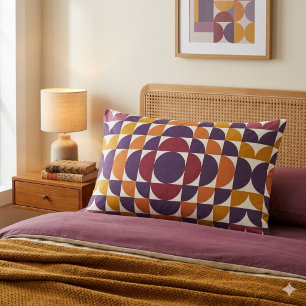 Retro Geometric Circles Pillowcase Mid-Century