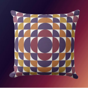 Retro Geometric Circles Throw Pillow