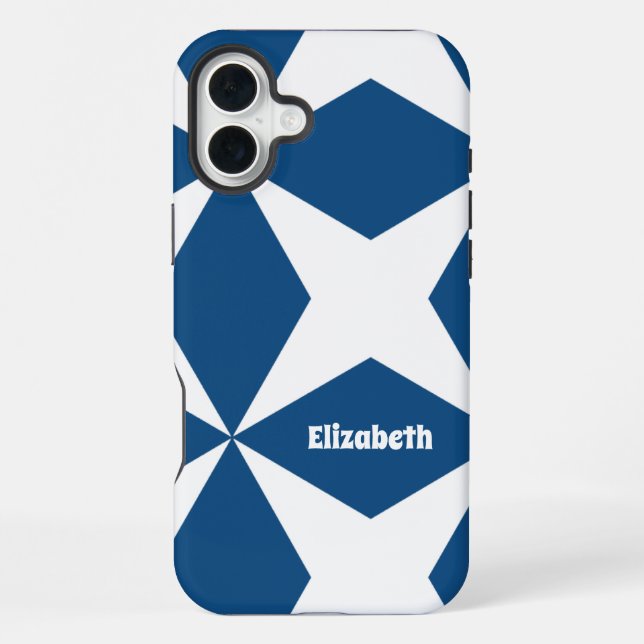Retro Geometric Classic Navy Blue  iPhone Case (Back)
