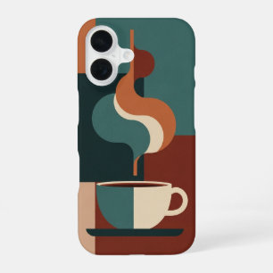 Retro Geometric Coffee Mug Scene iPhone 16 Case