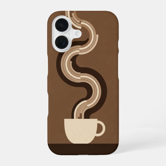 Retro Geometric Coffee Vapor iPhone 16 Case (Back)