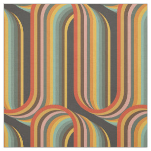 Retro Geometric Colourful Lines Fabric