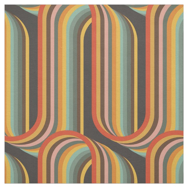 Retro Geometric Colourful Lines Fabric (Swatch)