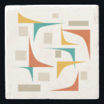 Retro Geometric Corners Mid Century Modern Stone Coaster<br><div class="desc">Add a pop of colour to your coffee table with this funky corners and rectangles mid century styled stone coaster. It features the fun colours of teal blue,  burnt orange,  yellow,  and tan.</div>