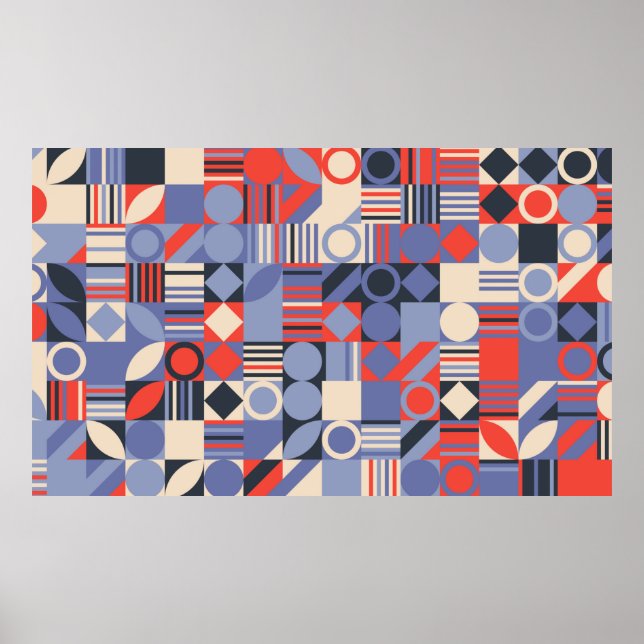 Retro geometric covers set. Bauhaus retro design c Poster (Front)