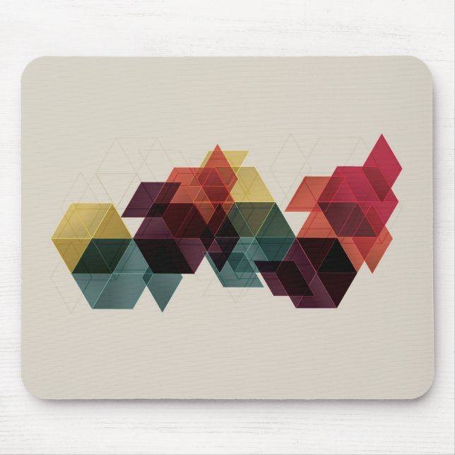 Retro Geometric Cube Background Mouse Mat (Front)