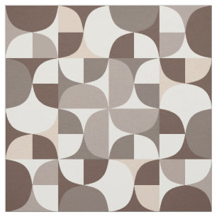 Retro Geometric Curves Pattern - Terra Brown Fabric