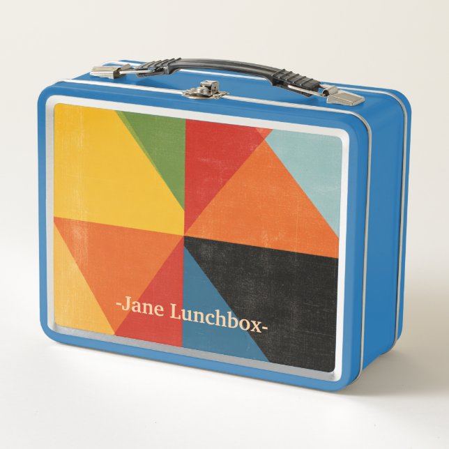 Retro Geometric Custom Name Metal Lunchbox (Front)
