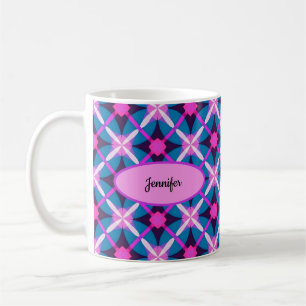 Retro Geometric Design in Pink, Purple and Blue - Coffee Mug