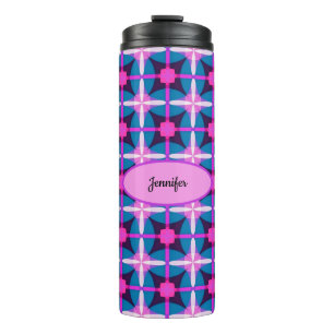 Retro Geometric Design in Pink, Purple and Blue -  Thermal Tumbler
