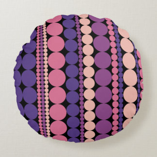 Retro Geometric Dotted Stripes Round Cushion