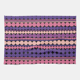 Retro Geometric Dotted Stripes Tea Towel