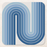 Retro Geometric Double Arch Design Poster Square Paper Coaster<br><div class="desc">Retro Futuristic Mid Century Geometric Double Arch Design in Blue.</div>