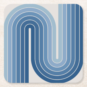 Retro Geometric Double Arch Design Poster Square Paper Coaster