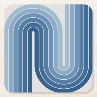 Retro Geometric Double Arch Design Poster Square Paper Coaster