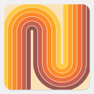 Retro Geometric Double Arch Design Square Sticker