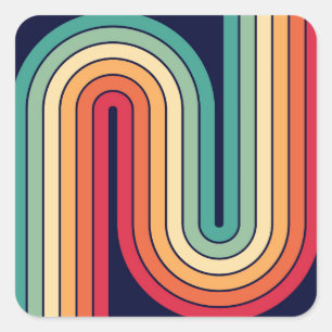 Retro Geometric Double Arch Design Square Sticker