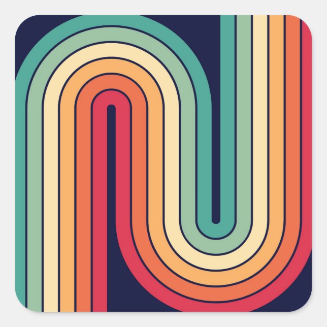 Retro Geometric Double Arch Design Square Sticker (Front)