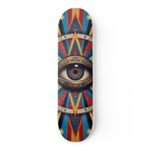 Retro Geometric Evil Eye Skateboard